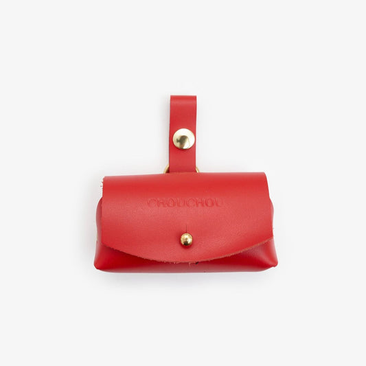 Red dog bag dispenser made from Italian leather